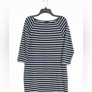 GAP Navy & White Striped Cotton Dress Women’s Medium Classic, Below Knee
